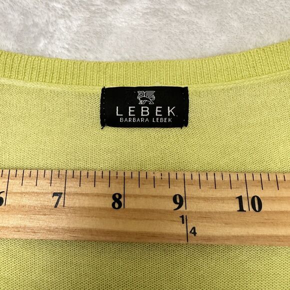 Barbara Lebek Women's Light Green Short Sleeve Cotton Rhinestones Sweater Sz 12 - Picture 8 of 12